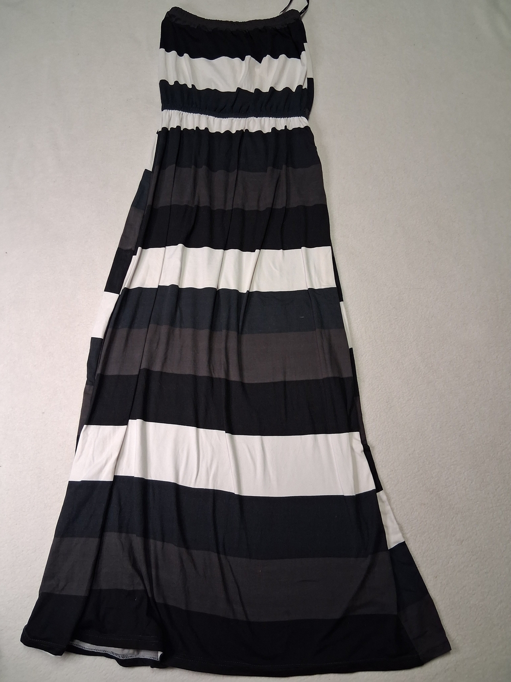 5th & Love Black, White & Gray Striped Maxi Dress
